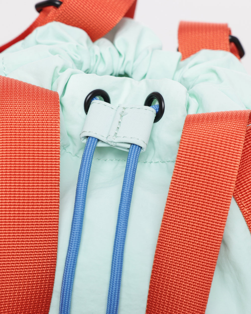 Close up of OutsideIn Blue Convertible Tote Bag Drawstring