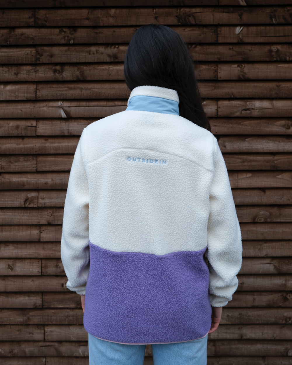 Candy Purple Button Up Women's Borg Fleece Back view