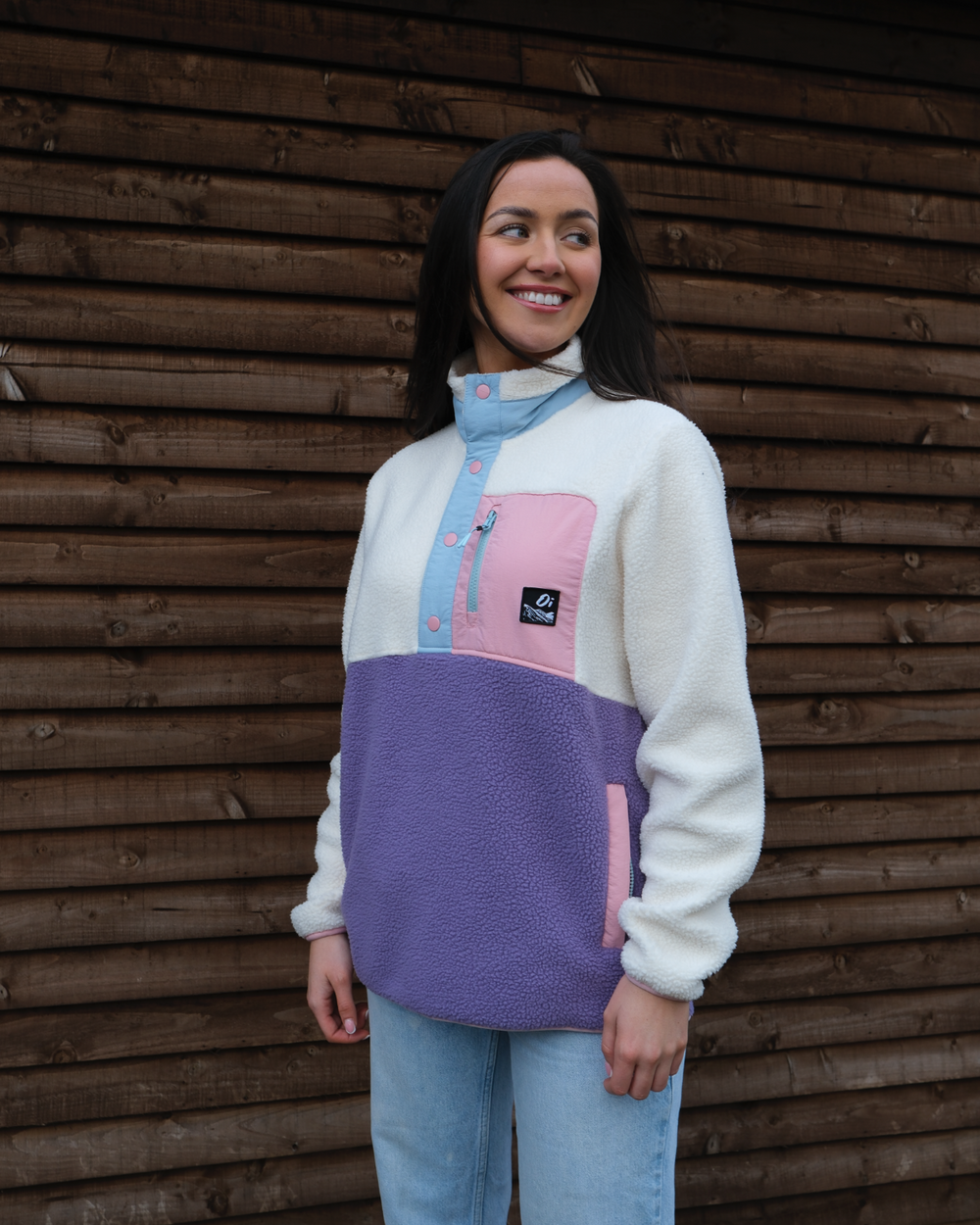 OutsideIn Candy Purple Button Up Women's Borg Fleece Sideview