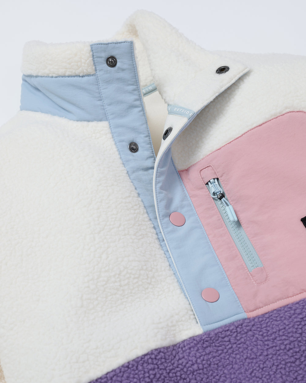 OutsideIn Candy Purple Button Up Women's Borg Fleece Close-up