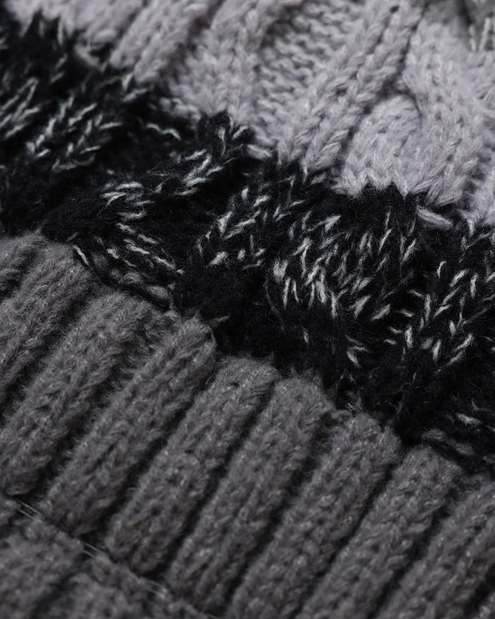 OutsideIn Grey and Black Charcoal Ridge Pom Close up