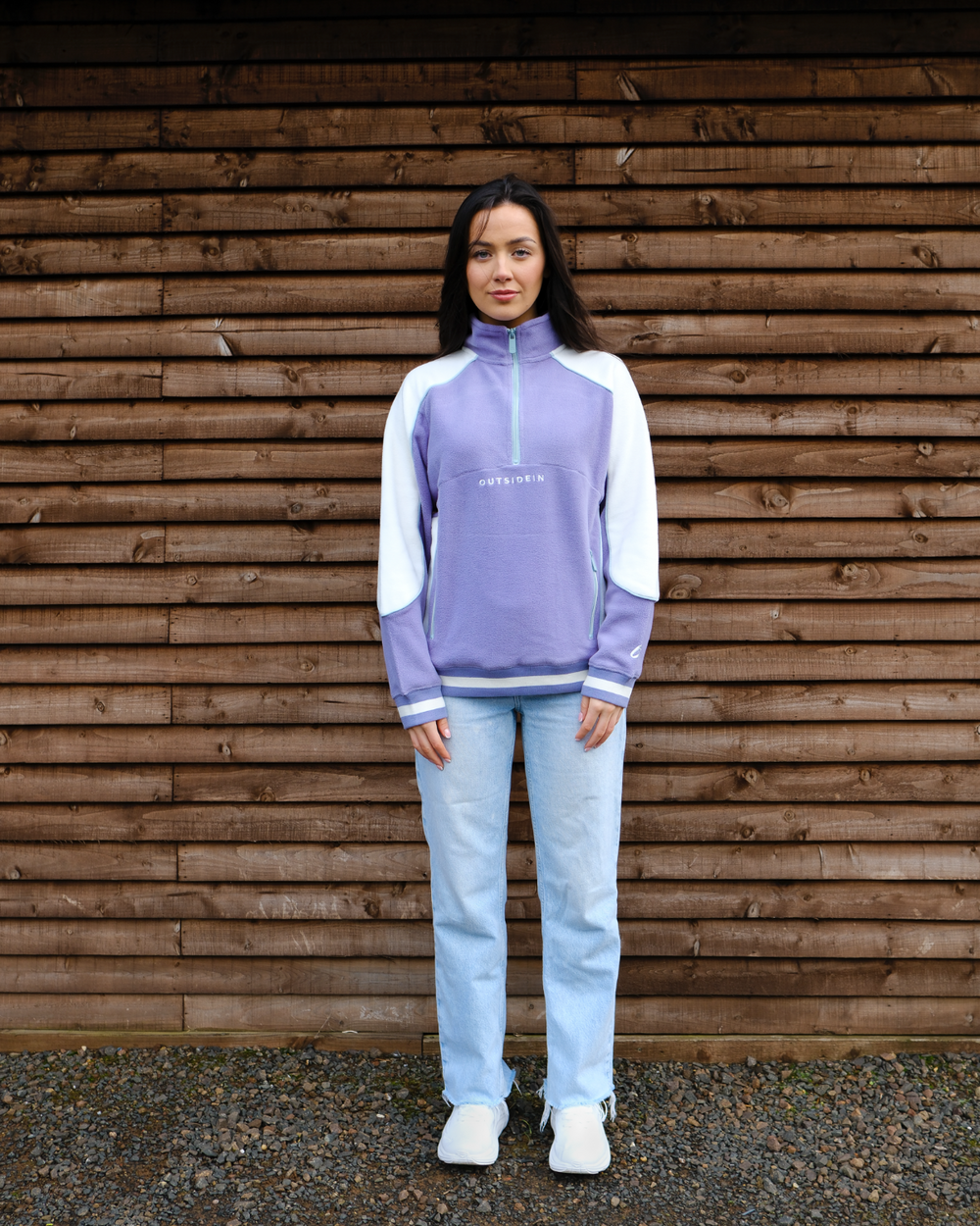 Model wearing Lavender Purple Women's Sports Fleece