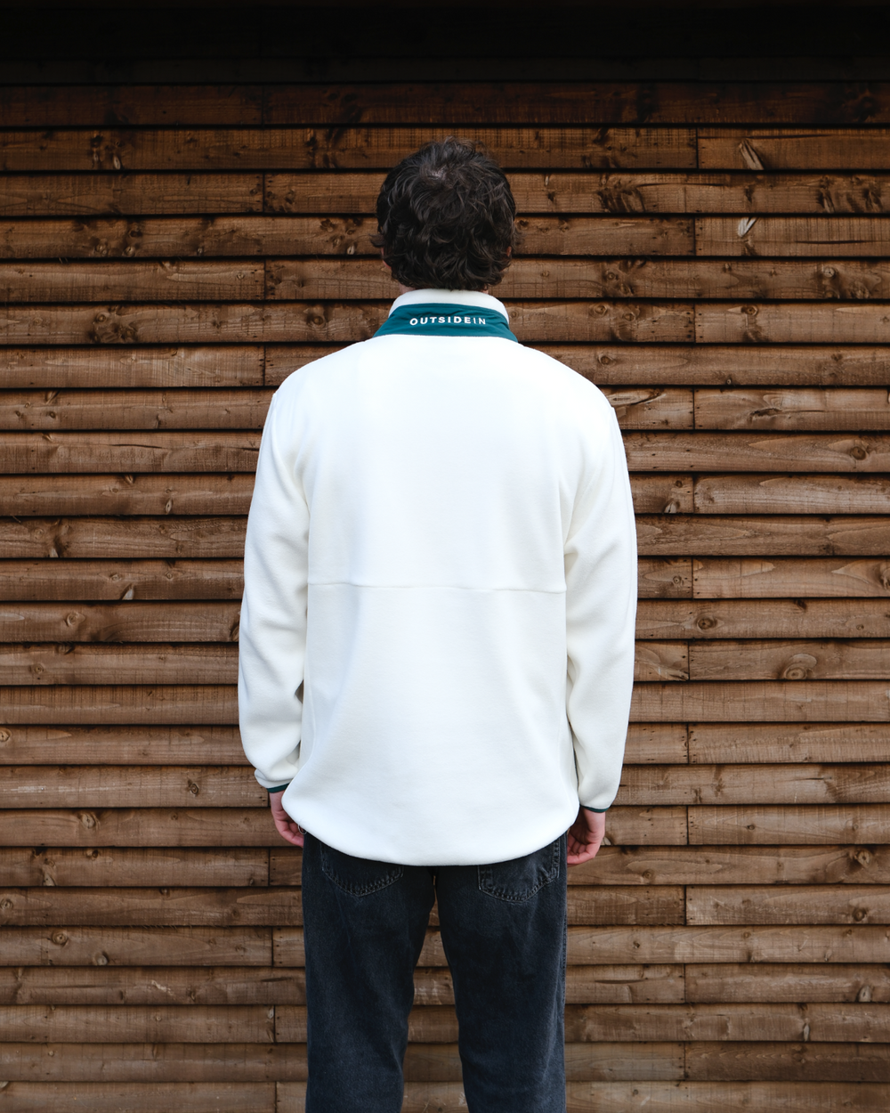 OutsideIn cream and pine green unisex fleece