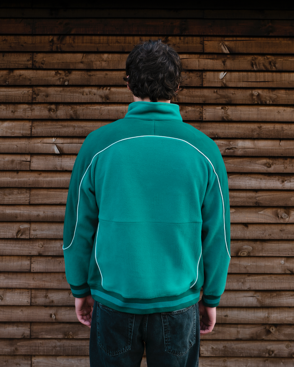 OutsideIn pine green unisex sports fleece, back view