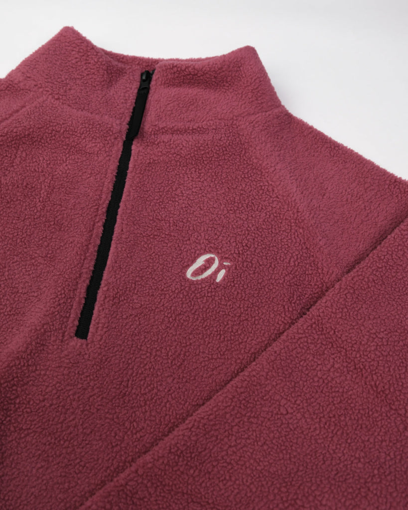 Unisex raspberry pink fleece with quarter zip 