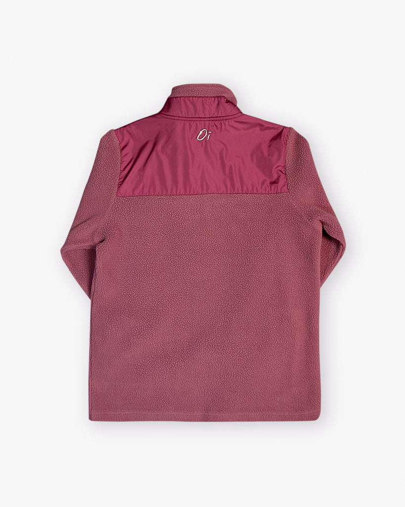 Roseberry borg fleece with 1/4 zip, nylon contrast, and side pockets