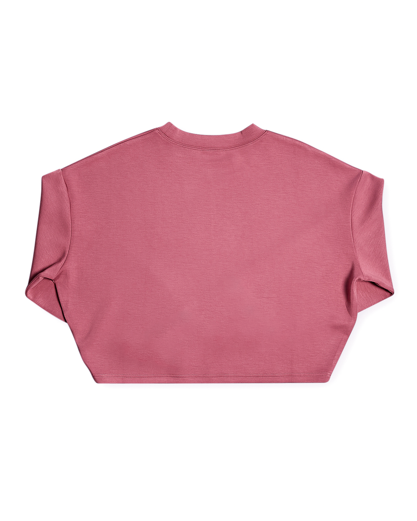 Women’s rose pink cropped sweatshirt with 3/4 length cut