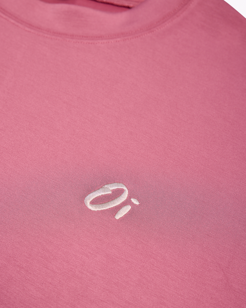 Women’s rose pink cropped sweatshirt with 3/4 length cut