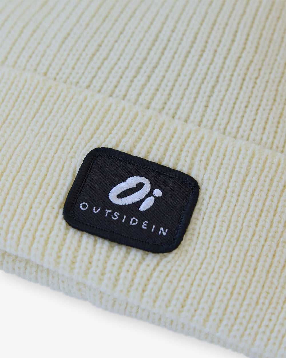OutsideIn Vanilla_Ribbed_Beanie, close view