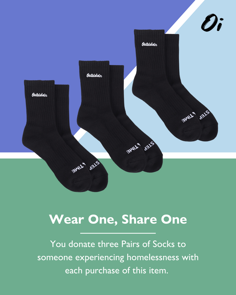 you donate three pairs of socks to someone experiencing homelessness with each purchase of this item