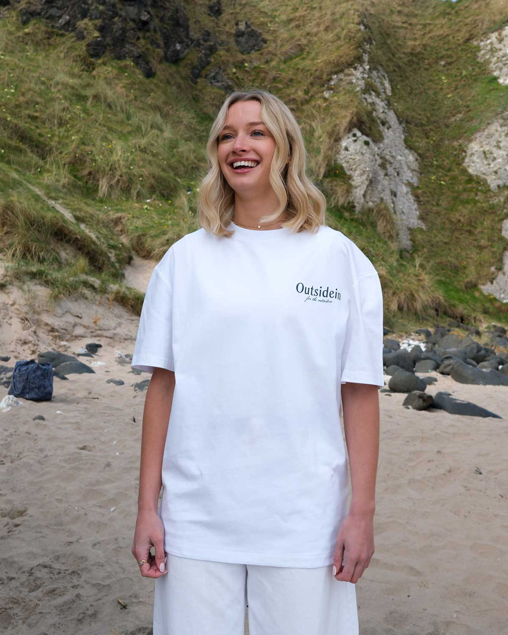 Model wearing OutsideIn Wildflower T shirt