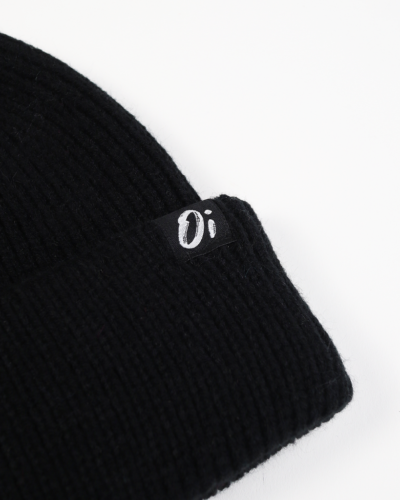 Black ribbed beanie hat, knitted winter cap, unisex colourful accessory.