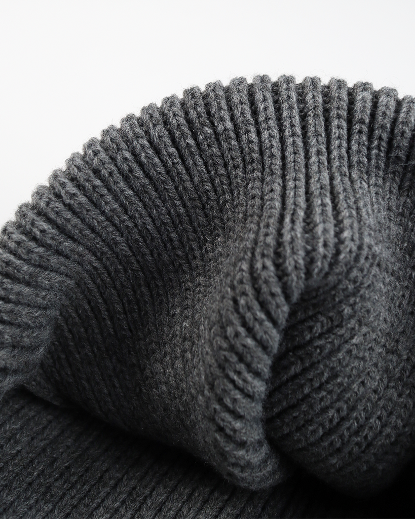 Dark Grey ribbed beanie hat, knitted winter cap, unisex colourful accessory.