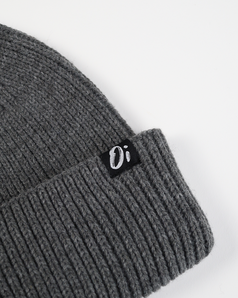 Dark Grey ribbed beanie hat, knitted winter cap, unisex colourful accessory.