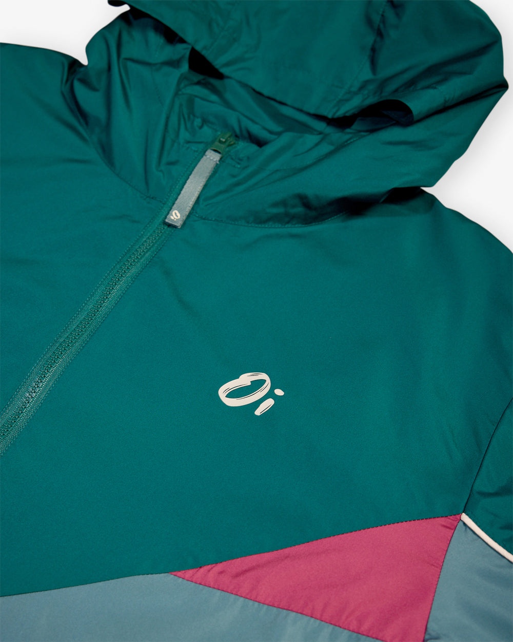 Unisex Pine retro shower jacket with colour blocking and contrast piping