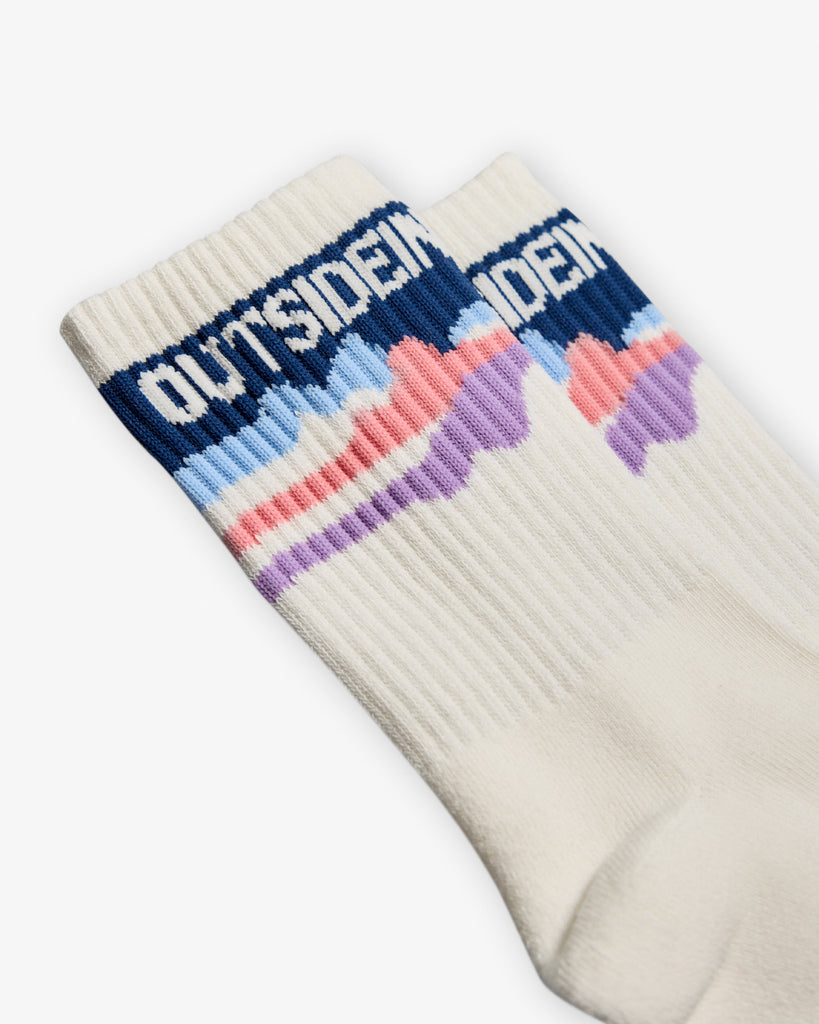 A pair of Cloud dancer socks in multi pink, soft fabric, cushioned snug fit