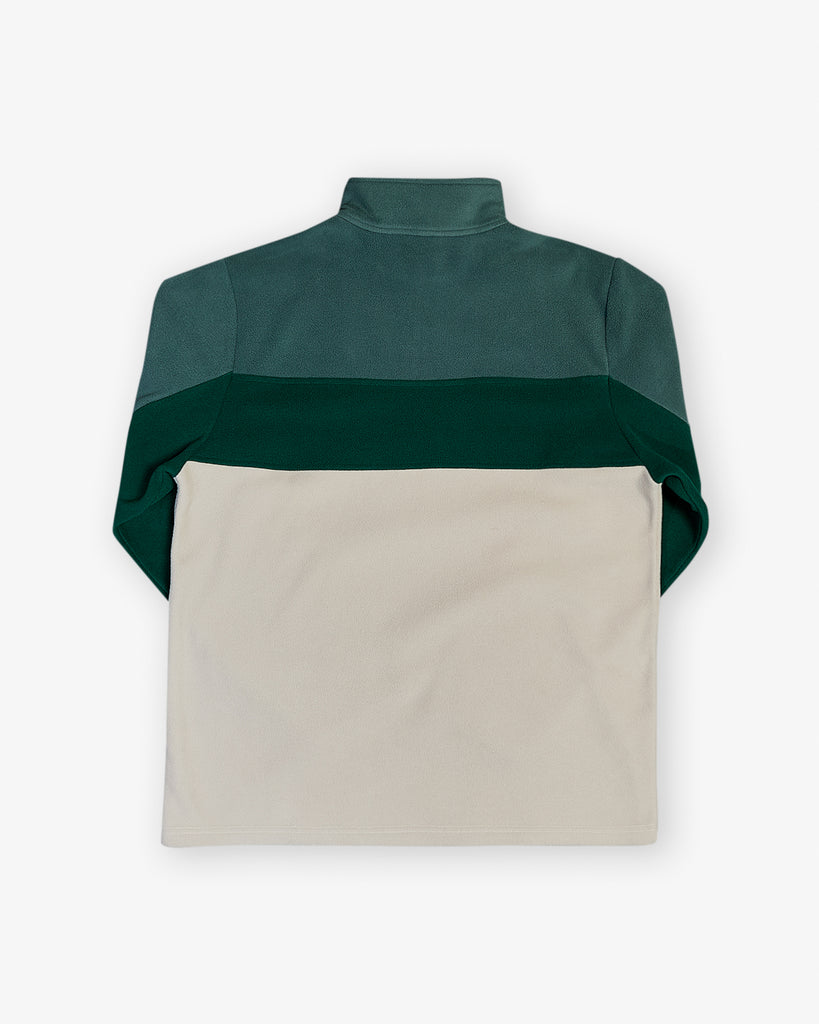 Oatmeal and Pine colour block microfleece with 1/4 zip