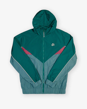 Unisex Pine retro shower jacket with colour blocking and contrast piping